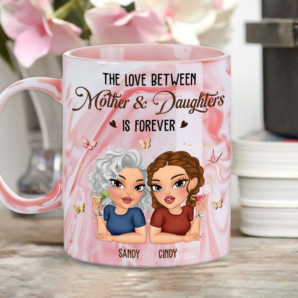 Custom Mother's Day Gift for Mom & Grandma • Love Last Forever - Personalized Pink Marble Mug