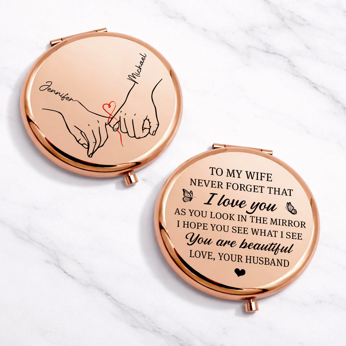 Beauty Reflected Through Love - Personalized Compact Mirror