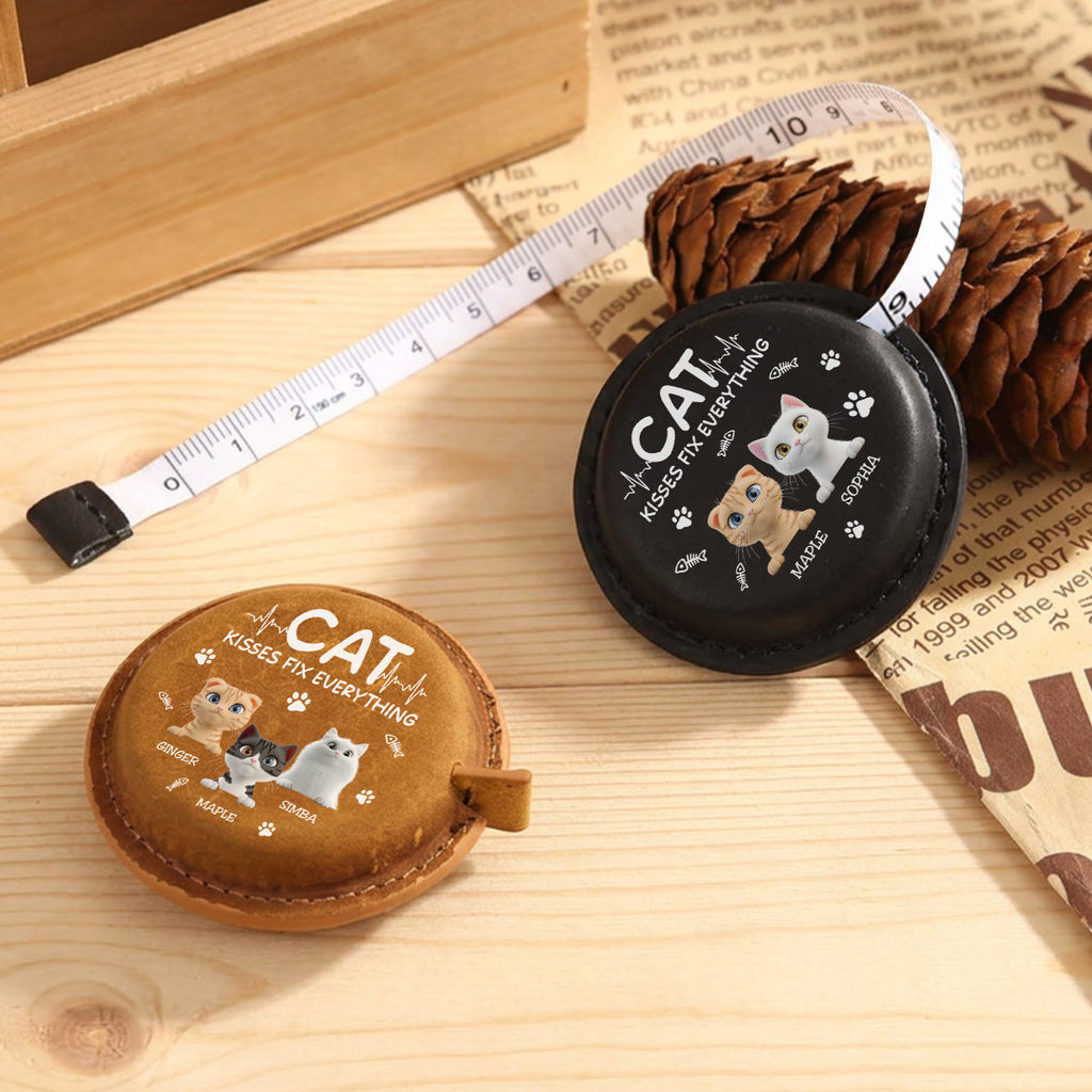 Cat Kisses - Personalized Leather Tape Measure