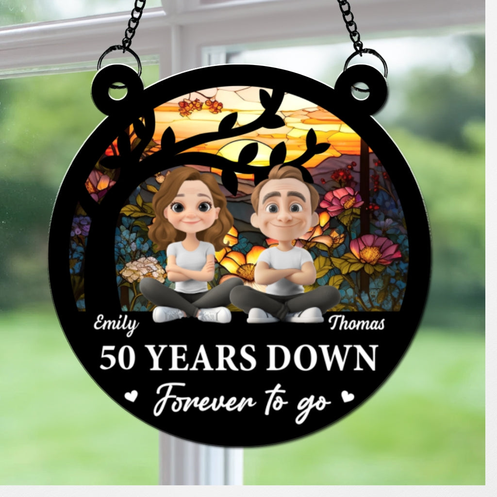 Custom Couple Hanging Decor, Anniversary Valentine's Day Gifts • Forever To Go Together - Personalized Suncatcher