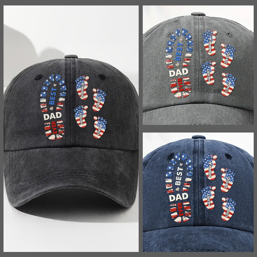 Custom Christmas Headwear Birthday Gifts for Dad • Best Dad Ever - Personalized Vintage Washed Denim Cap