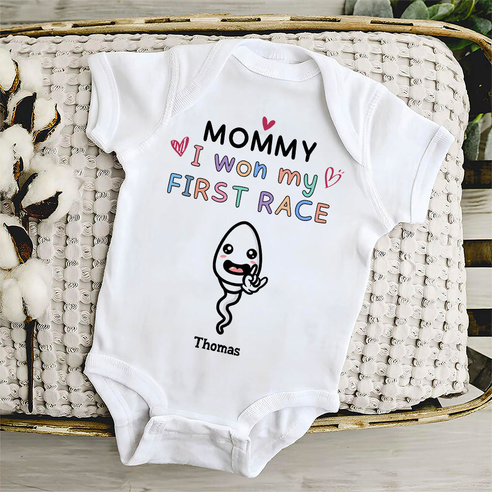 Mummy I Won First Race - Personalized Baby Onesie