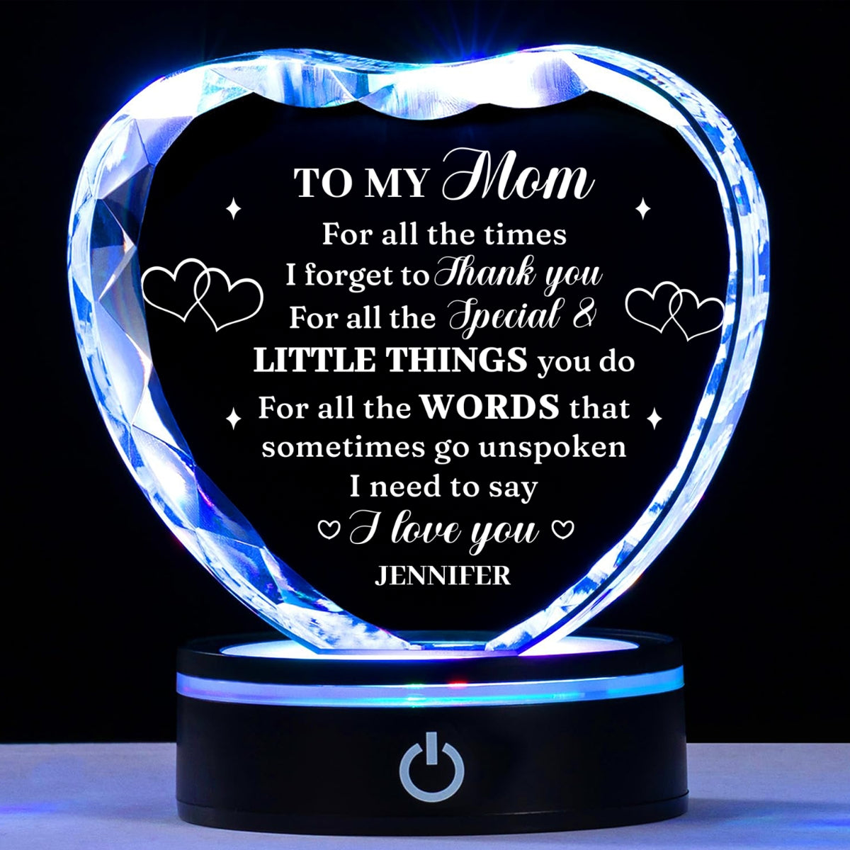 I Love You Mom - Personalized Crystal Led Light