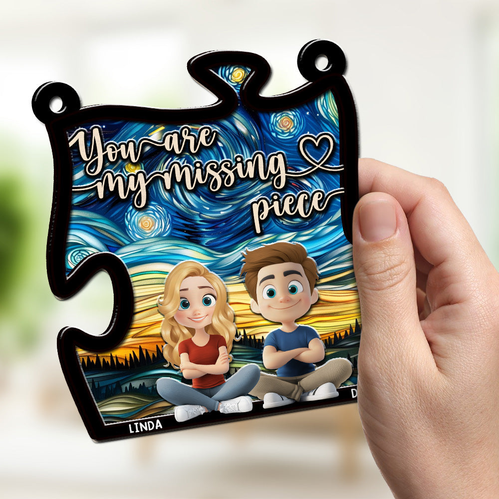 Custom Couple Hanging Decor, Anniversary Valentine's Day Gifts • You Are My Missing Piece - Personalized Suncatcher