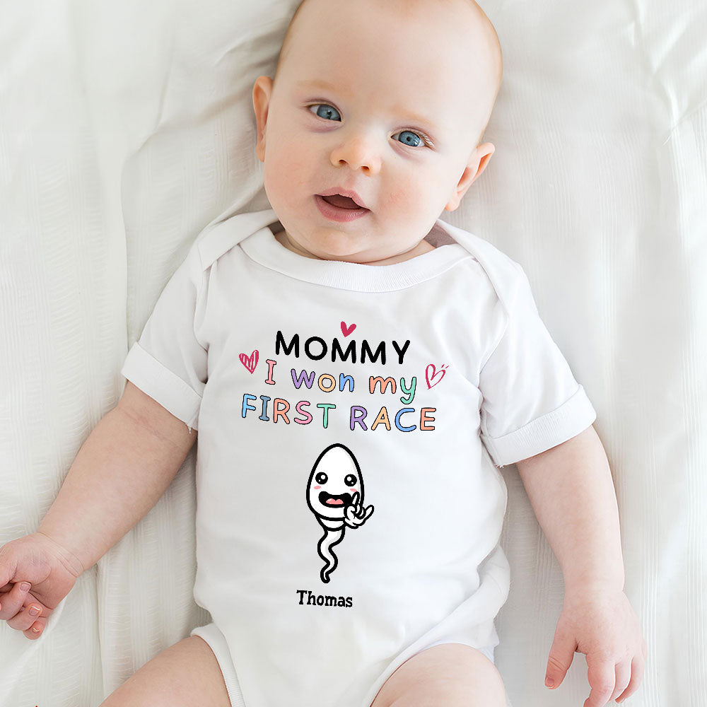 Mummy I Won First Race - Personalized Baby Onesie