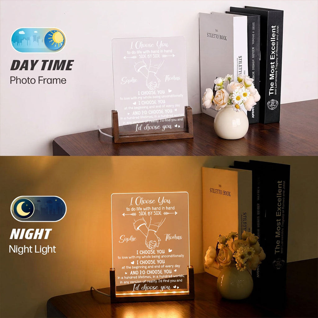 Custom Couple Gift for Anniversary, Valentine's Day, Christmas • I Choose You - Personalized Night Light