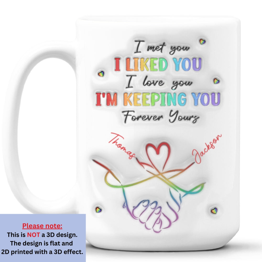 Custom Anniversary Keepsake Gifts For Couple • I Love You Love Is Love - Personalized 3D Inflated Effect Mug