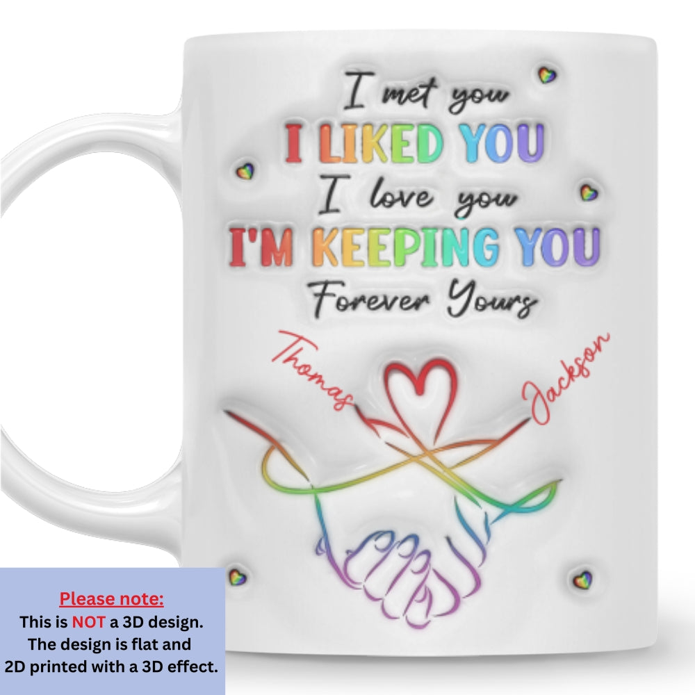 Custom Anniversary Keepsake Gifts For Couple • I Love You Love Is Love - Personalized 3D Inflated Effect Mug