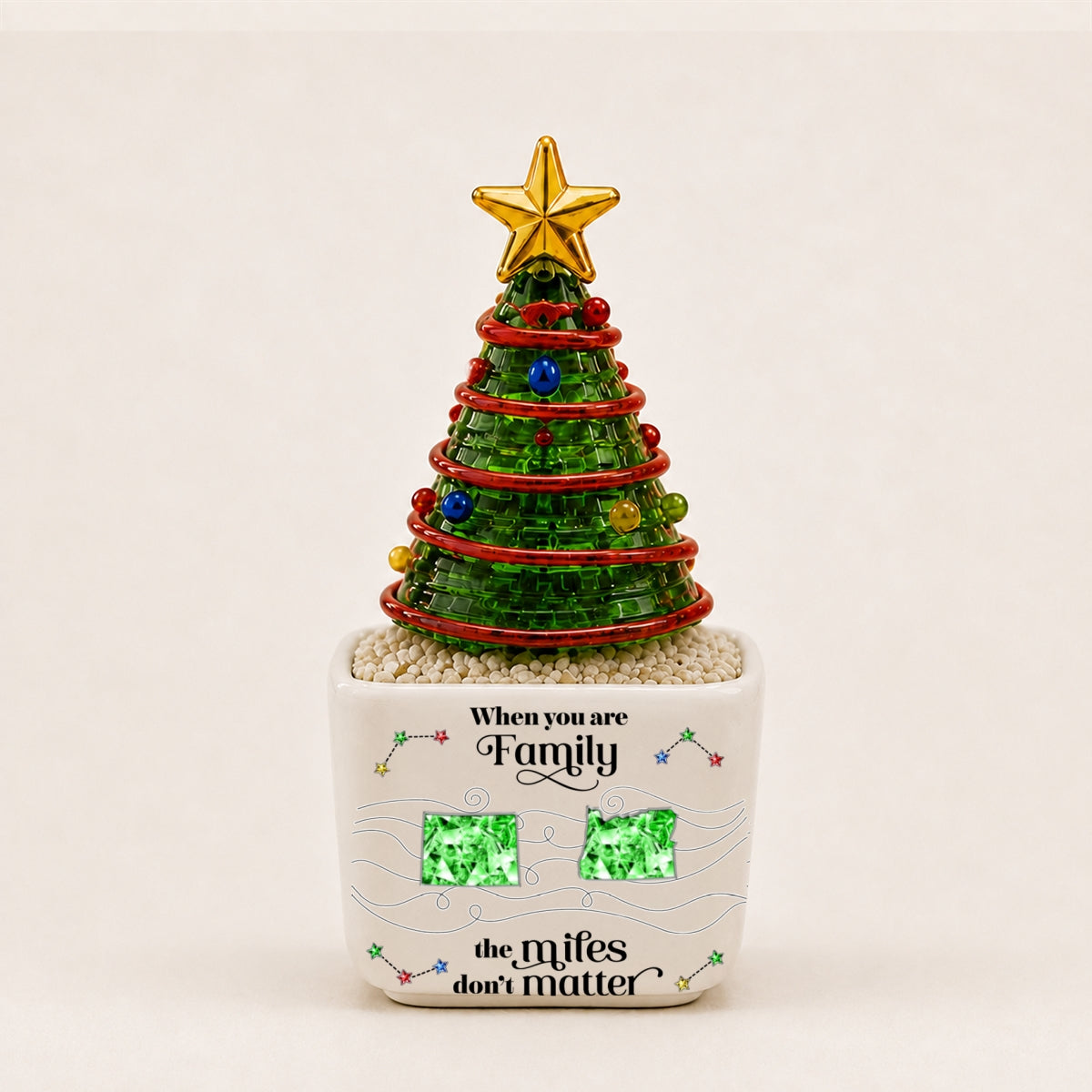 No Matter How Far - Personalized Glass Christmas Tree