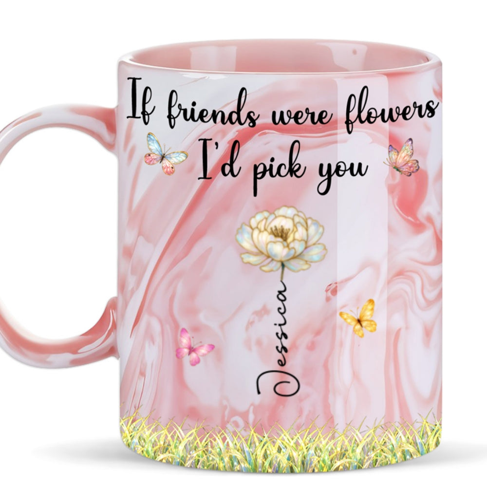 Custom Christmas & Birthday Gift for Brother & Sister • Pick You - Personalized Pink Marble Mug