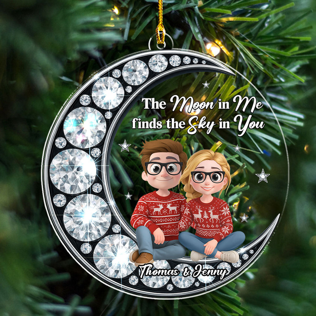 Custom Couple Christmas Ornament, Anniversary Gift •  The Moon Found Her Sky - Personalized Acrylic Ornament