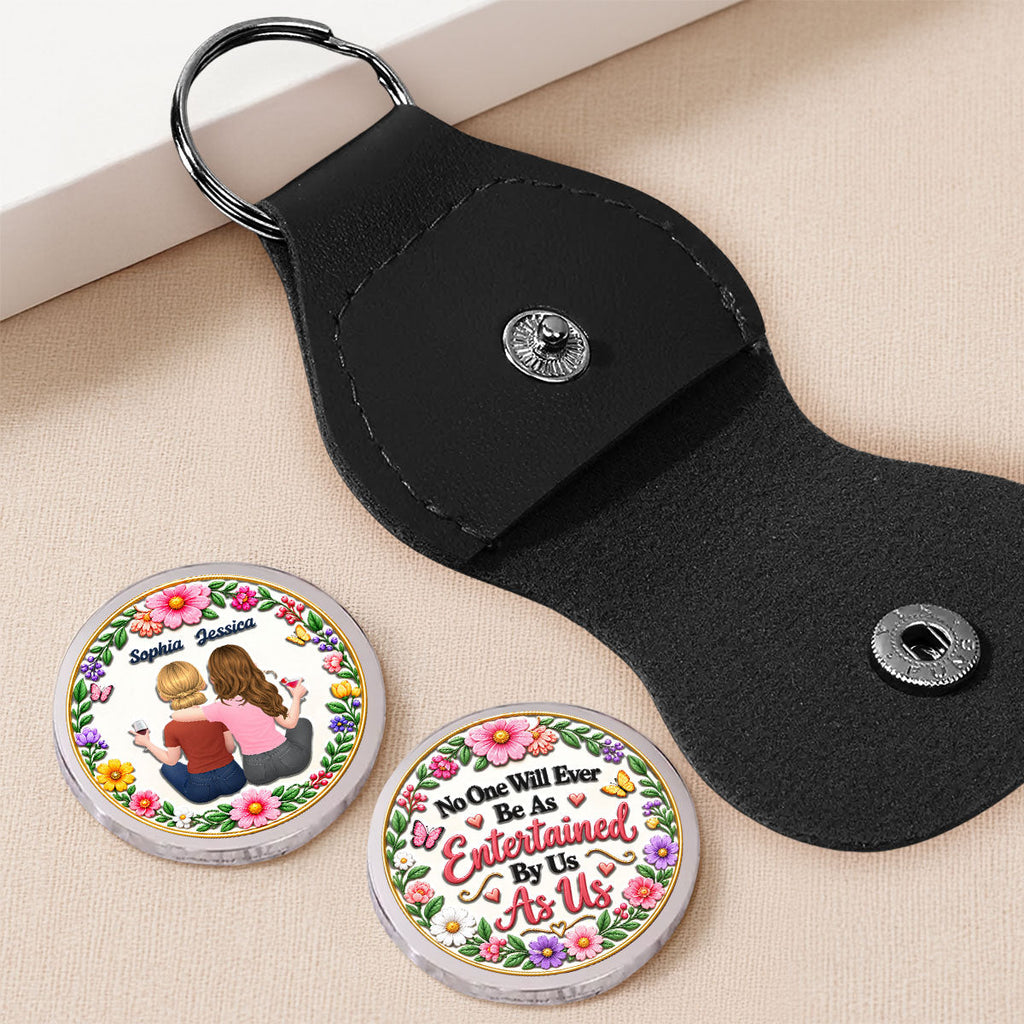 Custom Sister Siblings Coin Keychain, Christmas Birthday Gifts • Nobody Laughs Like We Do - Personalized 3D Printing Pocket Hug