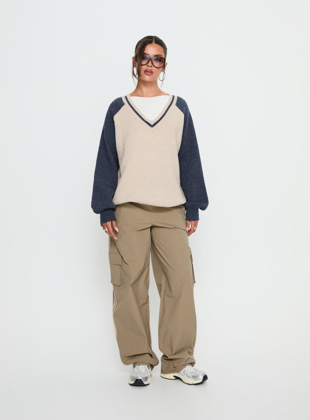 Adana V Neck Graphic Knit Sweater Multi