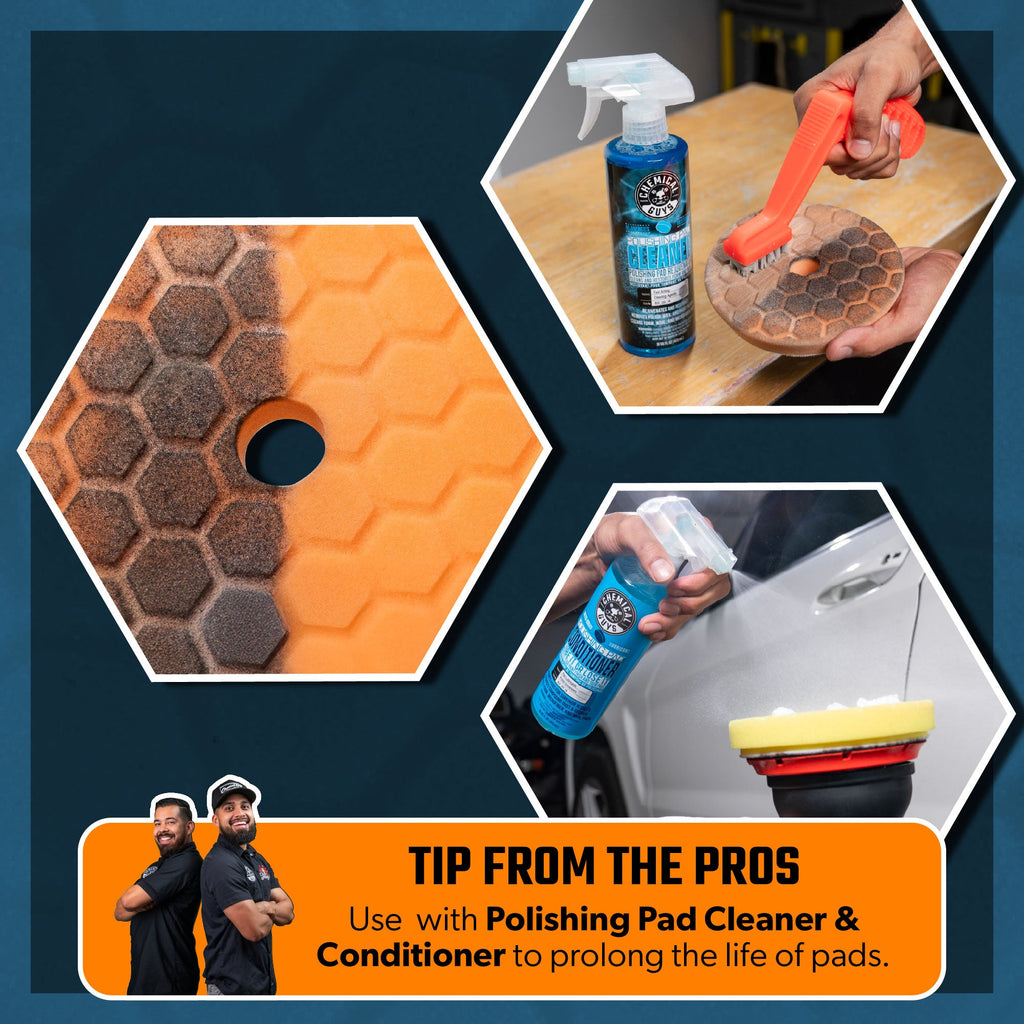TORQX Complete Detailing Kit - hex-logic pad cleaning and conditioning tip: use polishing pad cleaner and conditioner to prolong the life of pads