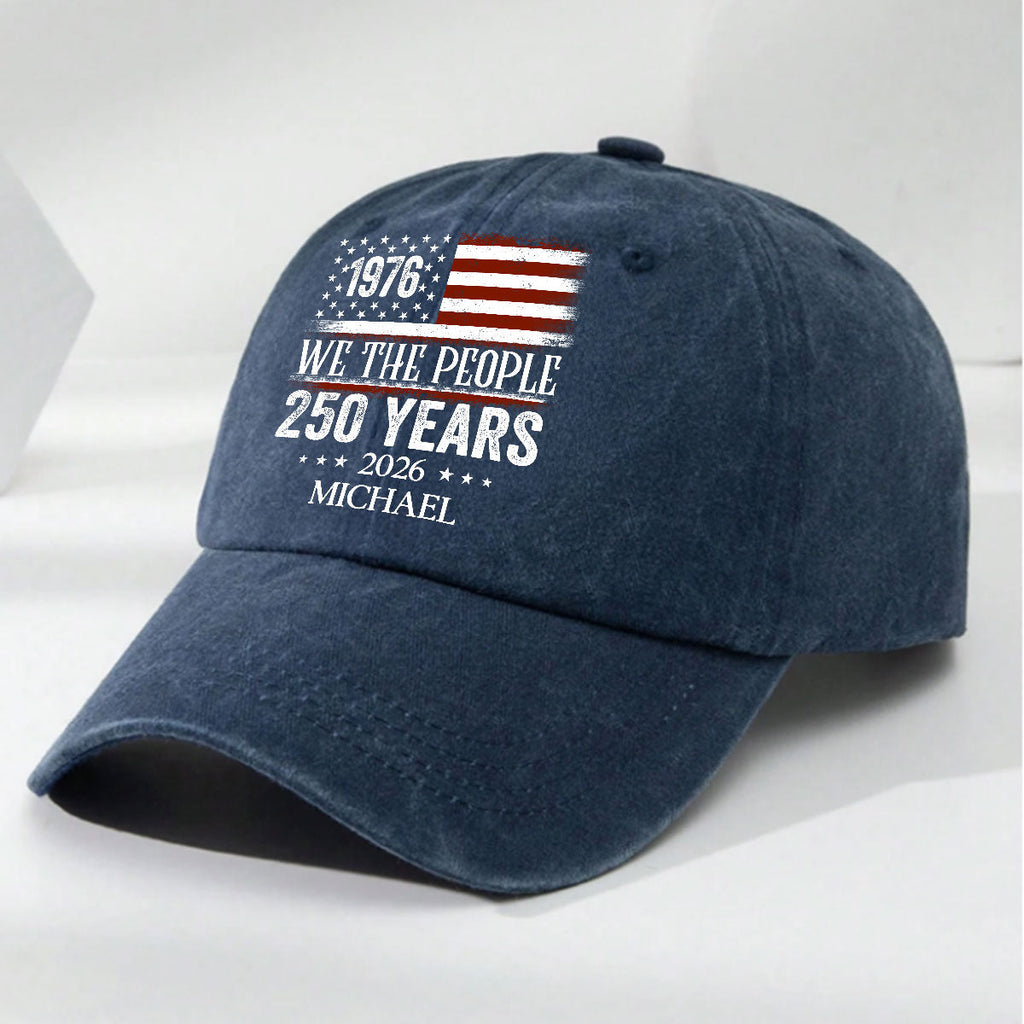 We The People - Personalized Vintage Washed Denim Cap