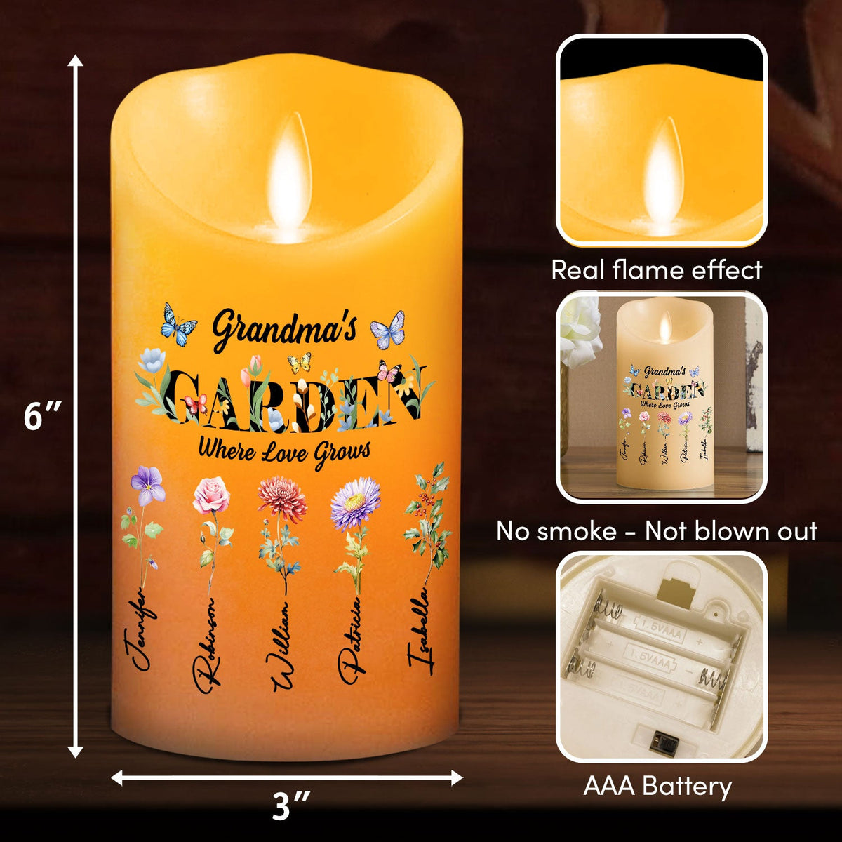 Grandma Garden - Personalized LED Candle