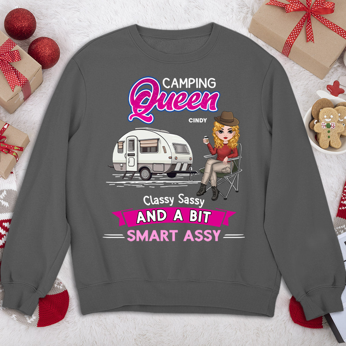 Custom Christmas & Birthday Keepsake Gift • Camping Queen - Personalized Sweatshirt