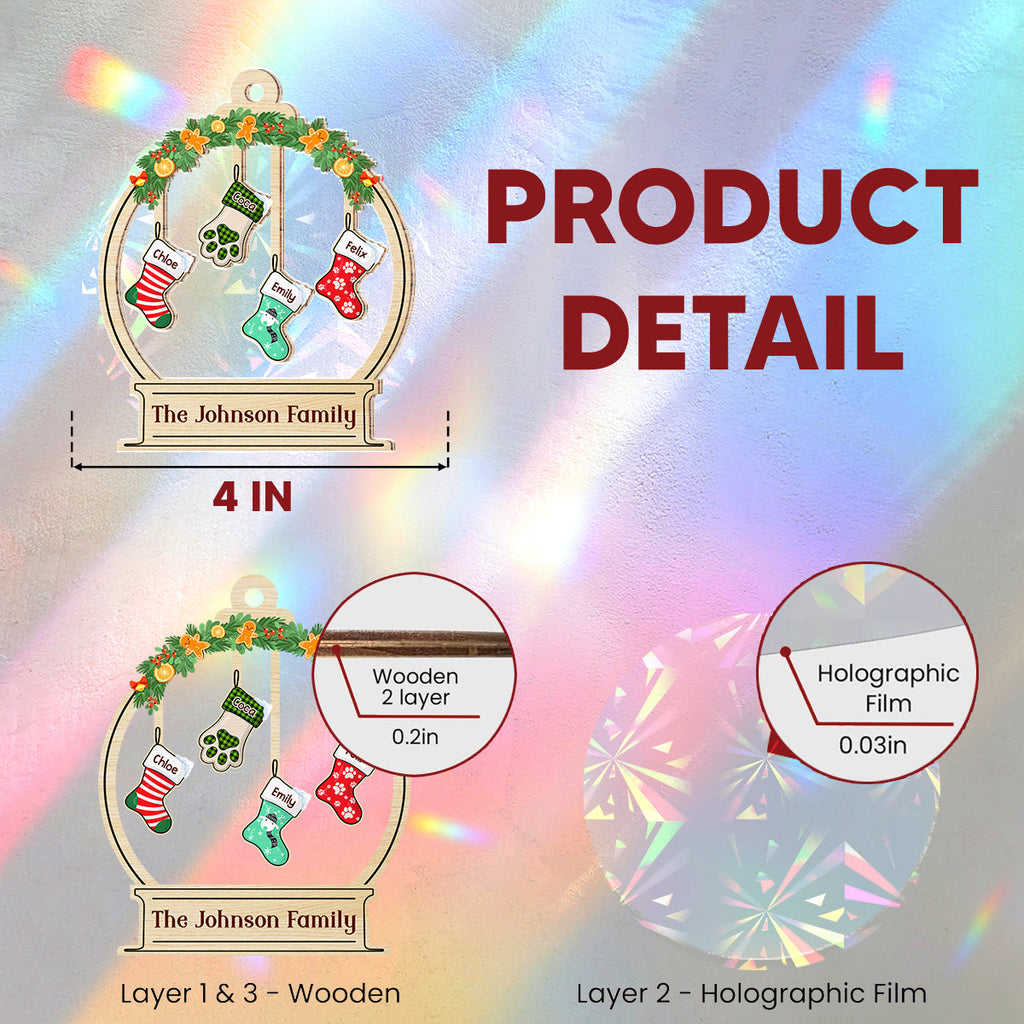 Custom Family Ornament, Christmas Gift for Family Members •  Our Family - Personalized Rainbow Ornament