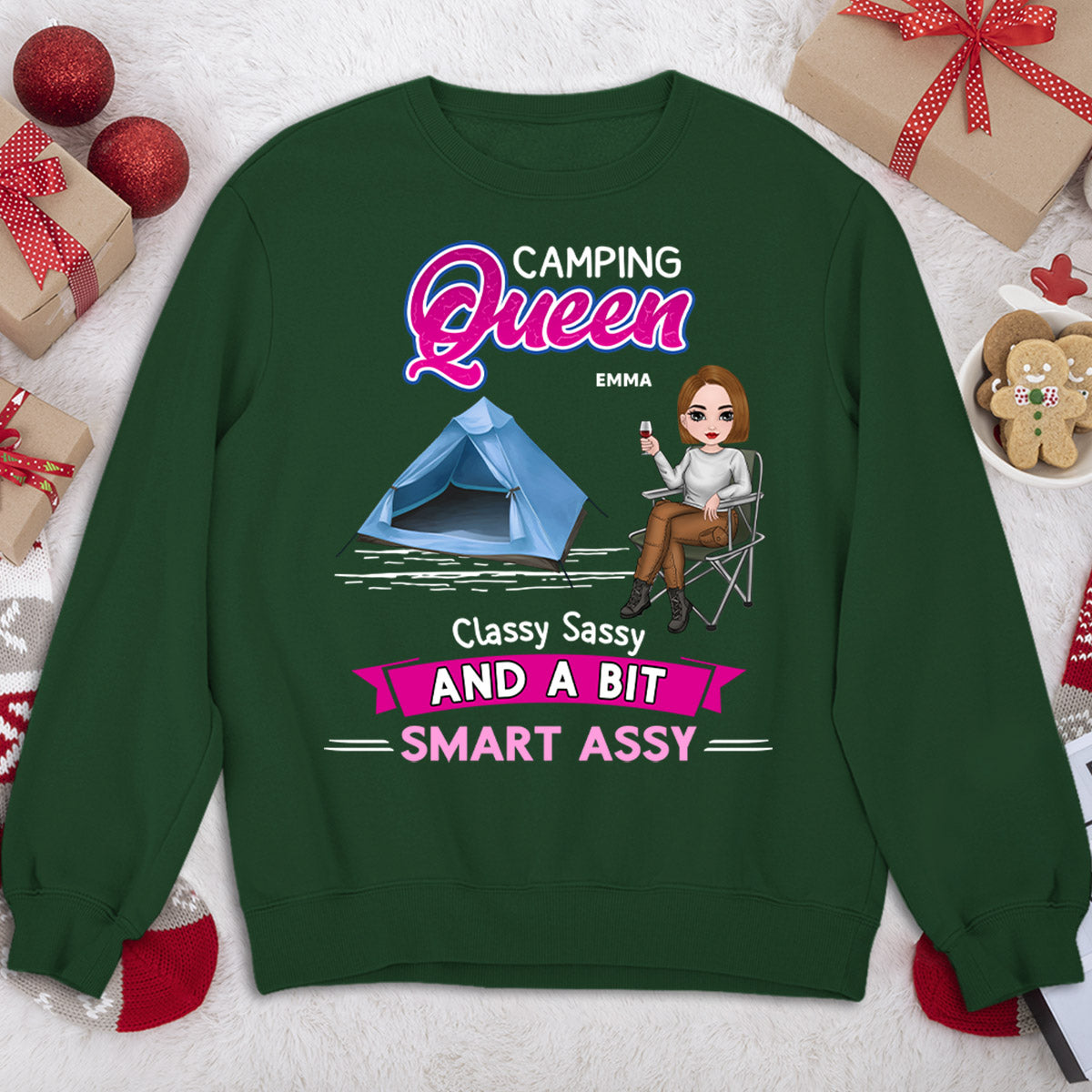 Custom Christmas & Birthday Keepsake Gift • Camping Queen - Personalized Sweatshirt