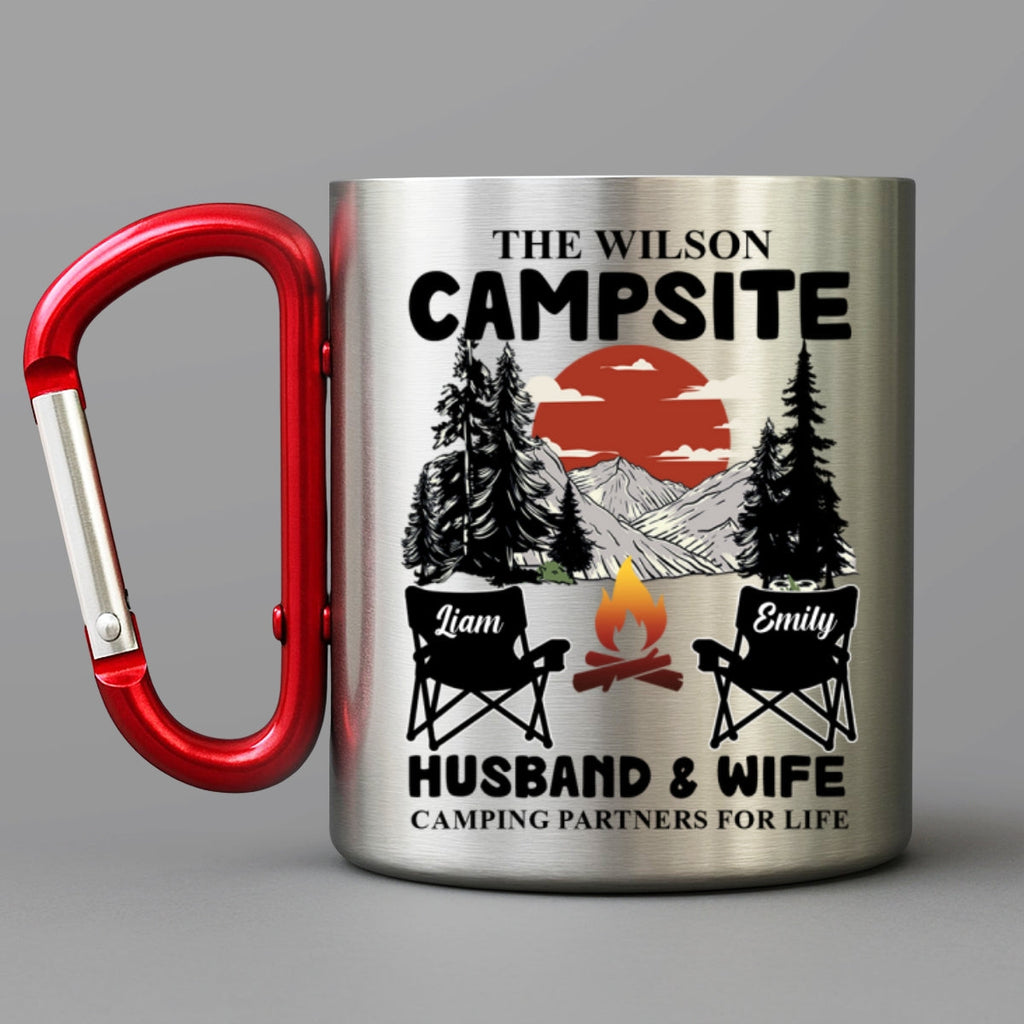 Custom Anniversary Keepsake Gifts For Couple • Camping Partners For Life - Personalized Carabiner Mug