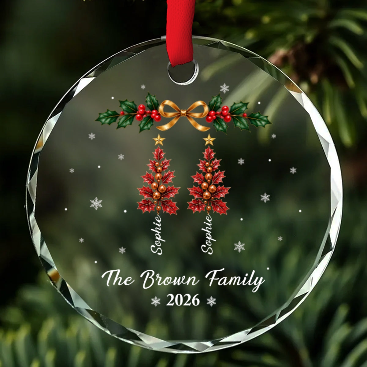 Custom Family Ornament, Christmas Gift for Family Members •  Family Makes Christmas - Personalized Glass Ornament