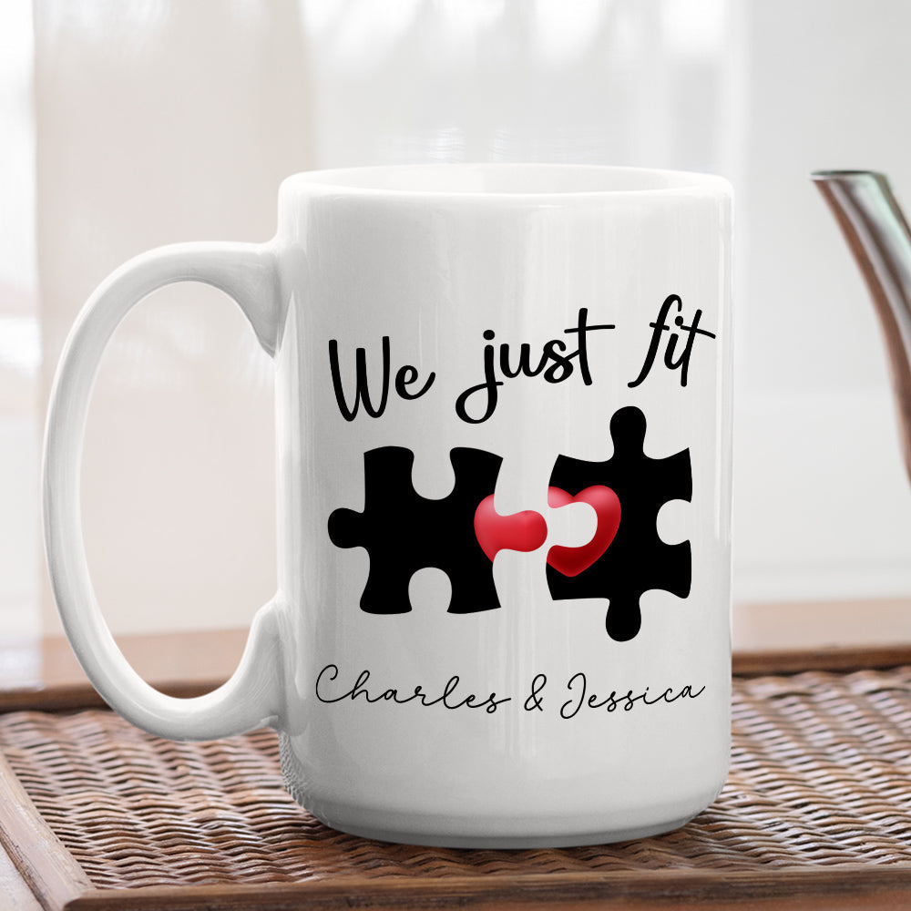 Custom Anniversary Keepsake Gifts For Couple • We Just Fit - Personalized Coffee Mug