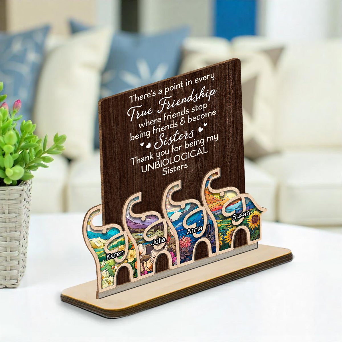 Custom Friendship Decor, Christmas Birthday Gifts For Best Friend • A Point Of This - Personalized 2-Layer Wood Plaque With Flat Base