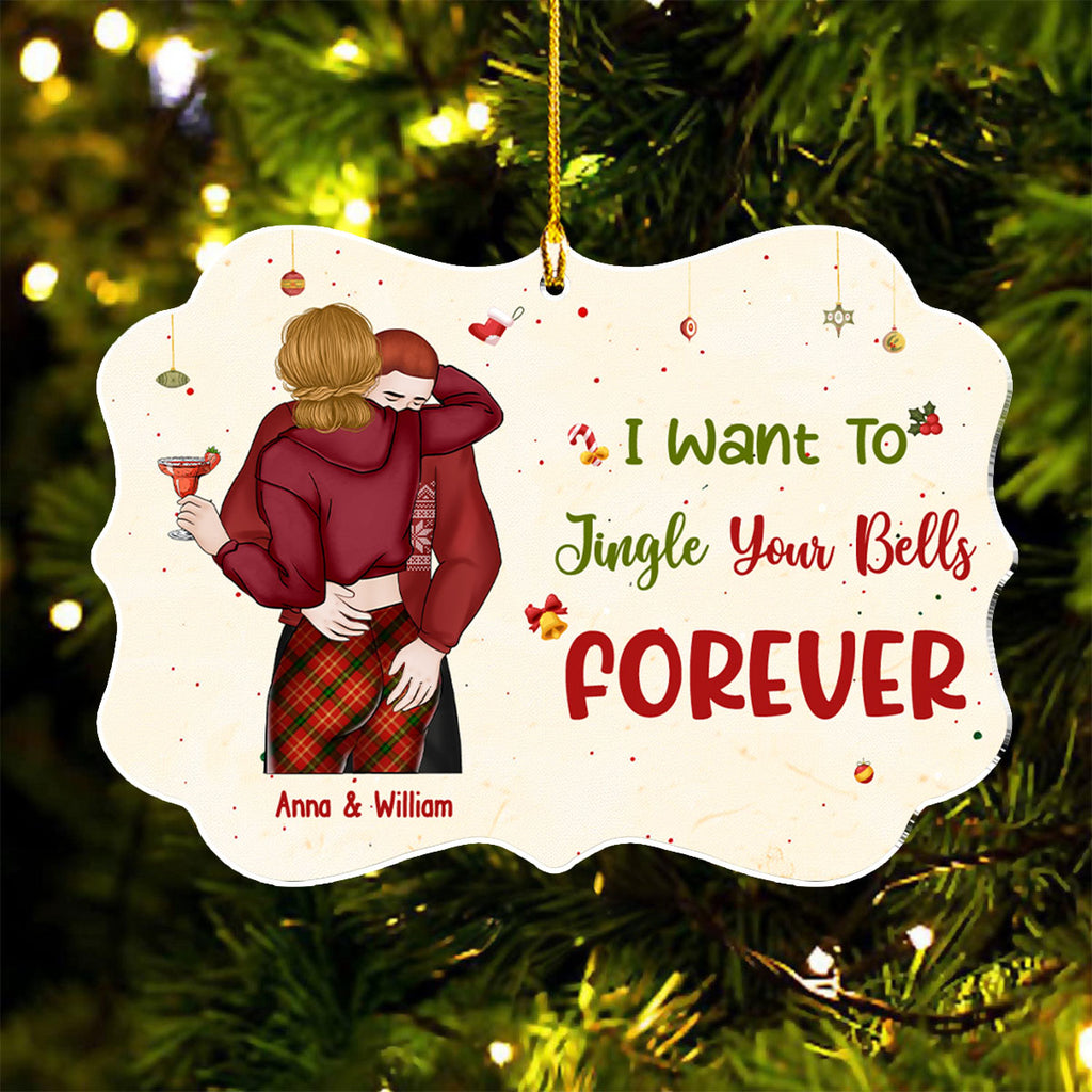 Custom Couple Christmas Ornament, Anniversary Gift •  Jingle Your Bells Forever - Personalized Acrylic Ornament