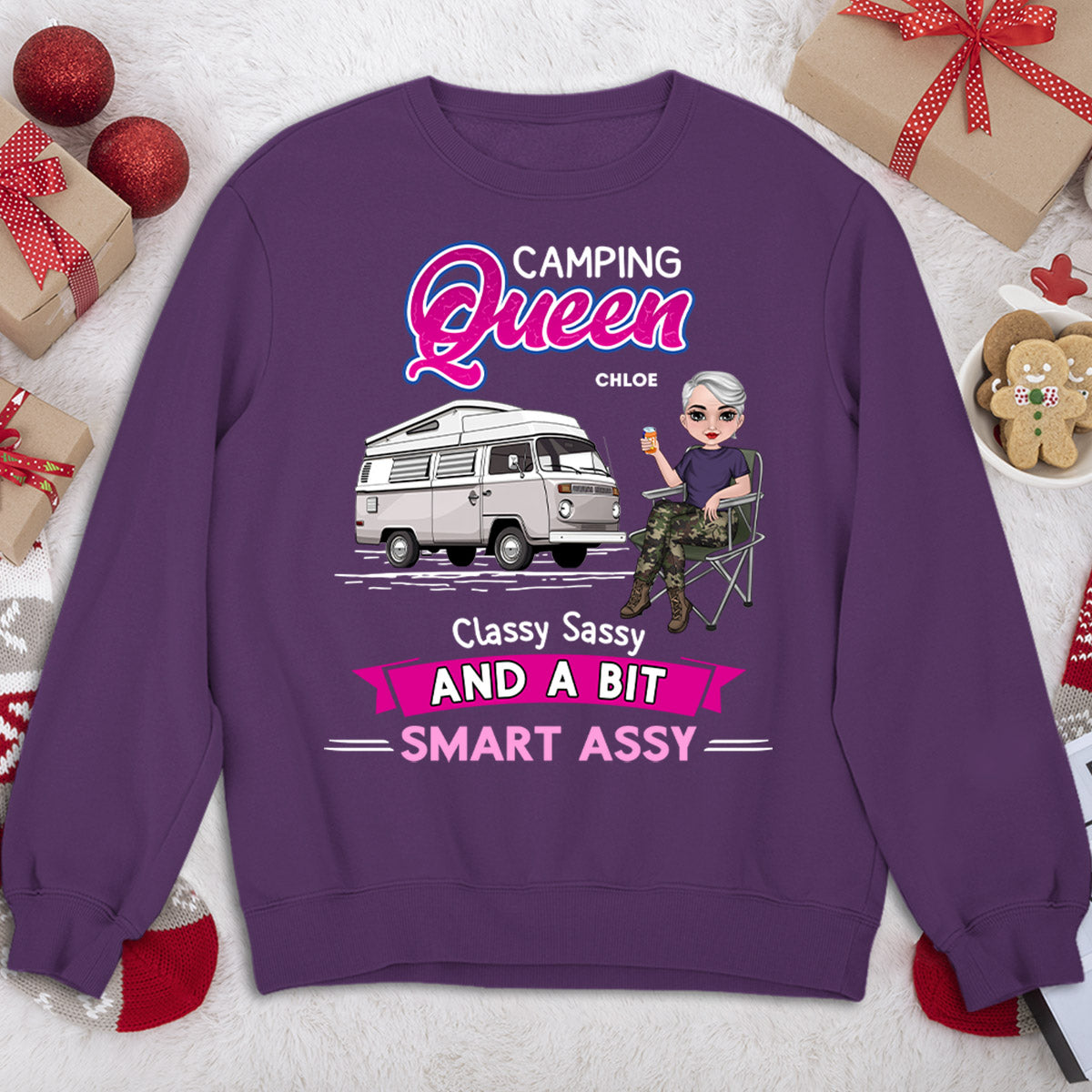 Custom Christmas & Birthday Keepsake Gift • Camping Queen - Personalized Sweatshirt