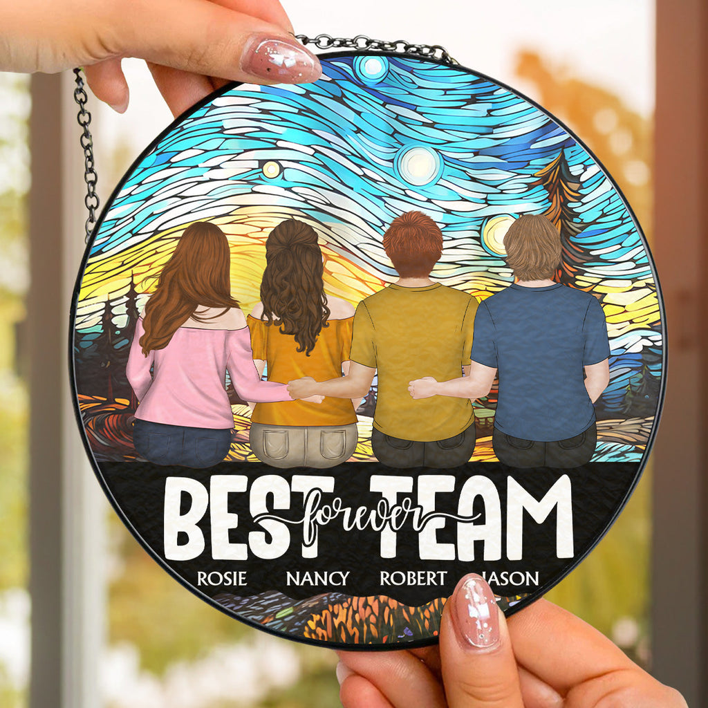 Custom Best Friend Hanging Decor, Friendship Birthday Gifts • My Team - Personalized Window Hanging Suncatcher