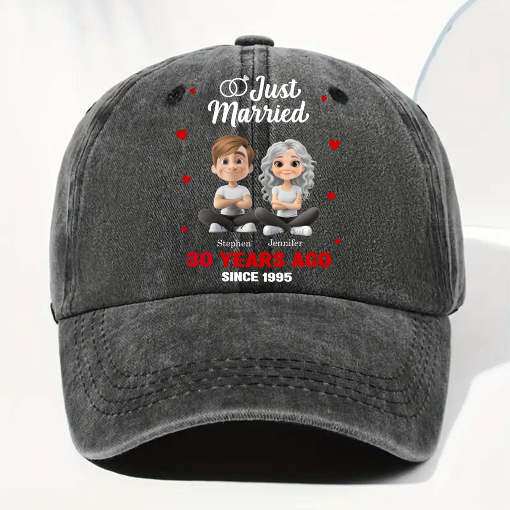 We Just Married - Personalized Vintage Washed Denim Cap