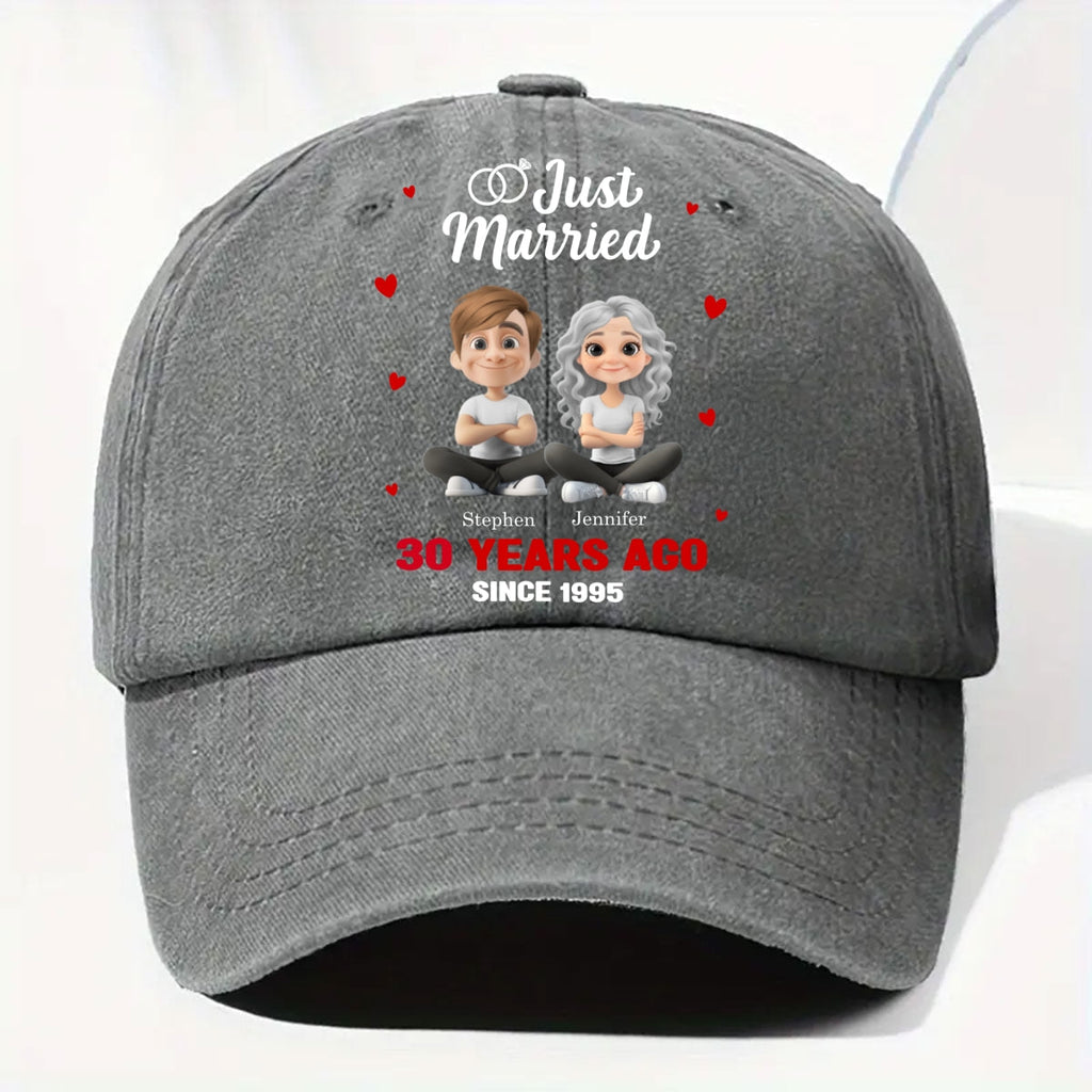 We Just Married - Personalized Vintage Washed Denim Cap