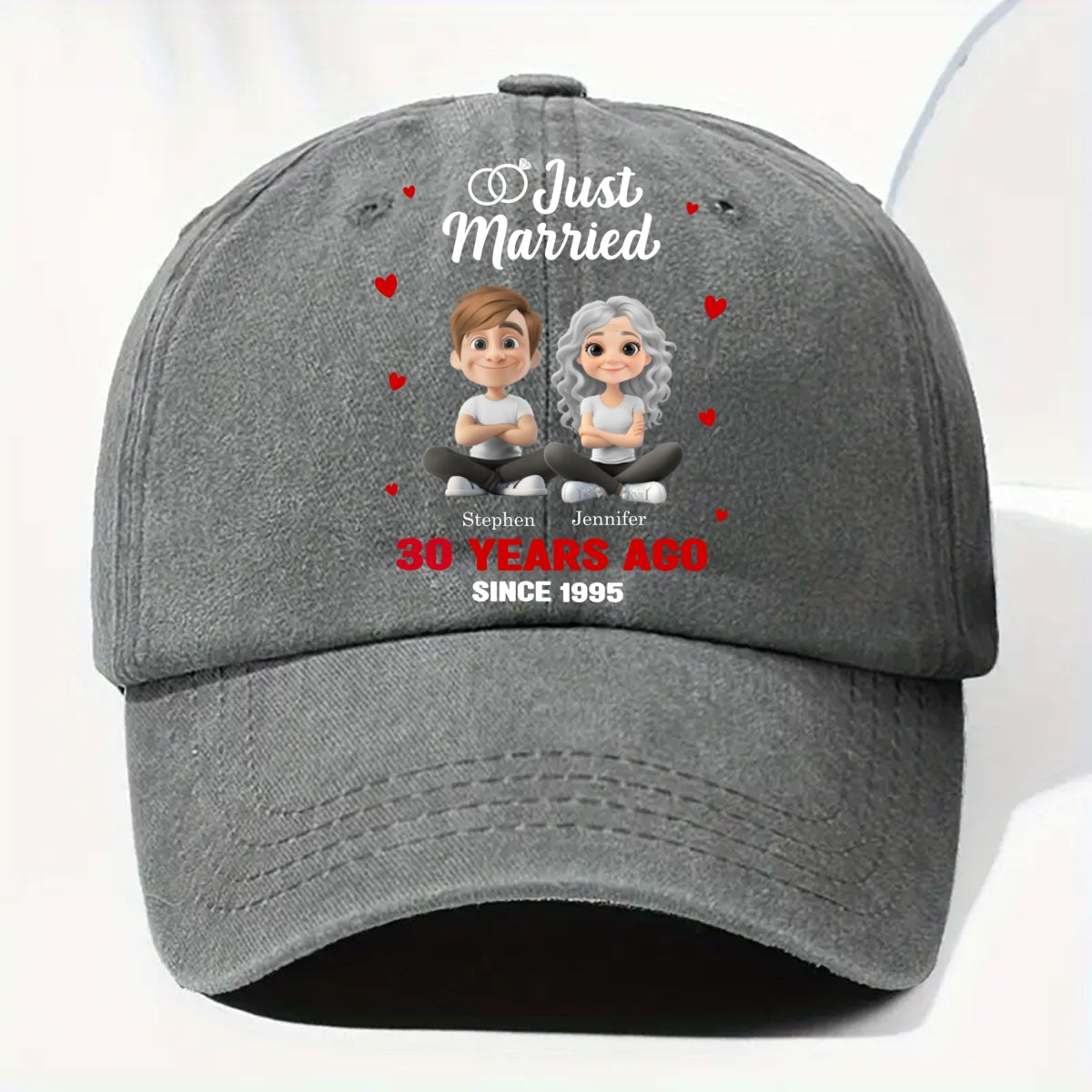 We Just Married - Personalized Vintage Washed Denim Cap