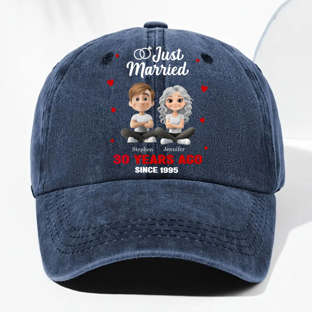 We Just Married - Personalized Vintage Washed Denim Cap