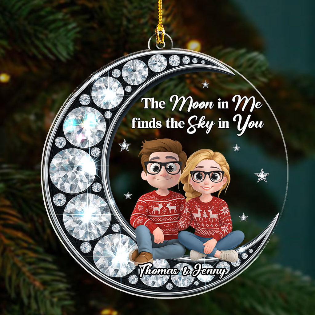Custom Couple Christmas Ornament, Anniversary Gift •  The Moon Found Her Sky - Personalized Acrylic Ornament