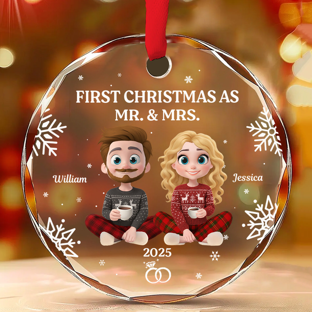 Custom Keepsake Christmas Ornament •  The Year Our Story Began - Personalized Glass Ornament
