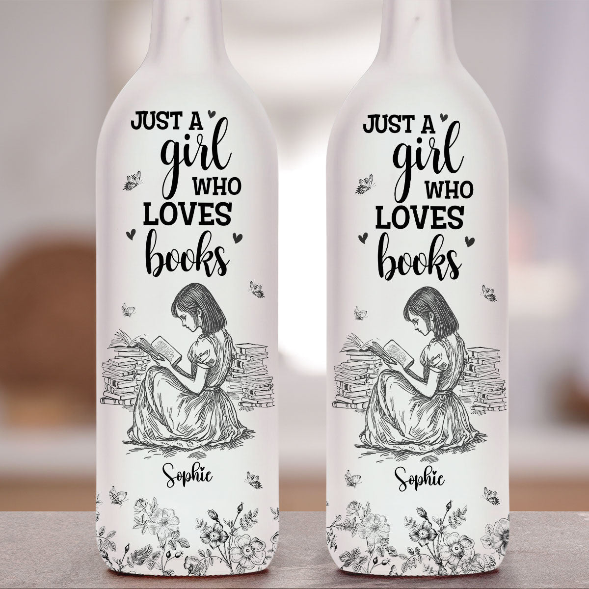 A Girl Who Loves Books - Personalized Bottle Lamp