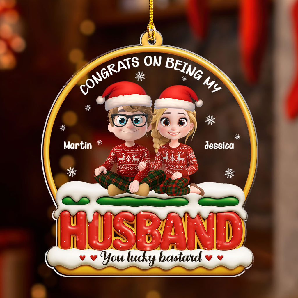Custom Couple Christmas Ornament, Anniversary Gift •  Lucky You - Personalized Acrylic Ornament