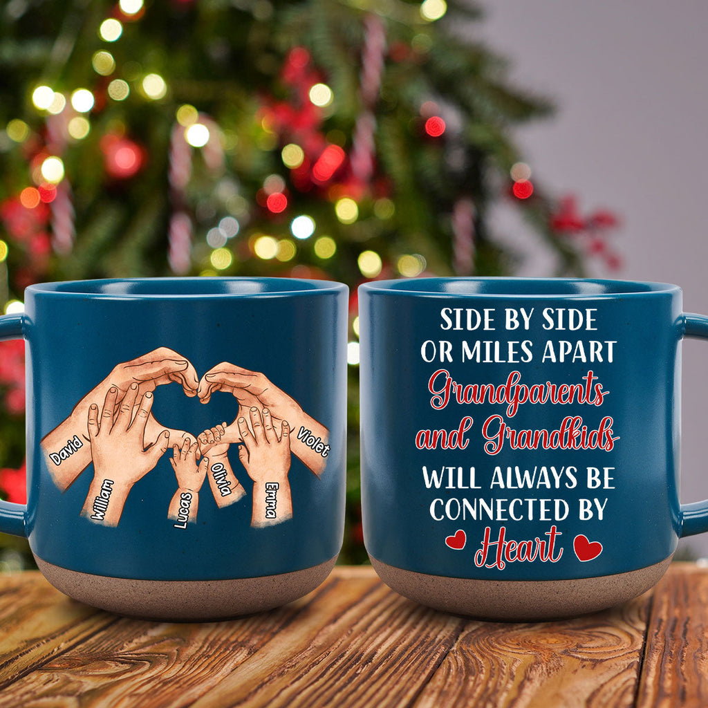 Custom Christmas & Birthday Keepsake Gift • We Will Always Be Connected By Heart - Personalized Pottery Mug