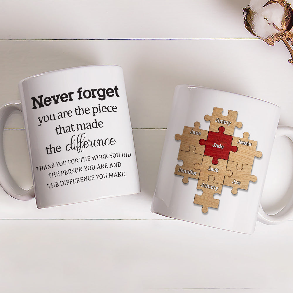 Custom Coworker, Christmas & Birthday Team Appreciation Gift • The Piece That Made The Difference - Personalized Coffee Mug