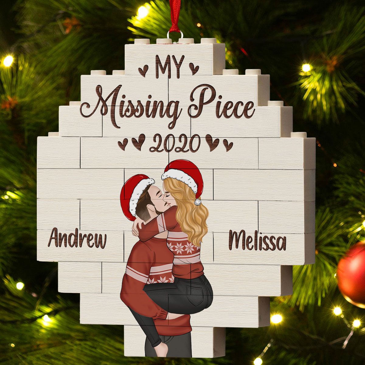 Custom Couple Christmas Ornament, Anniversary Gift •  My love - Personalized Puzzle Ornament
