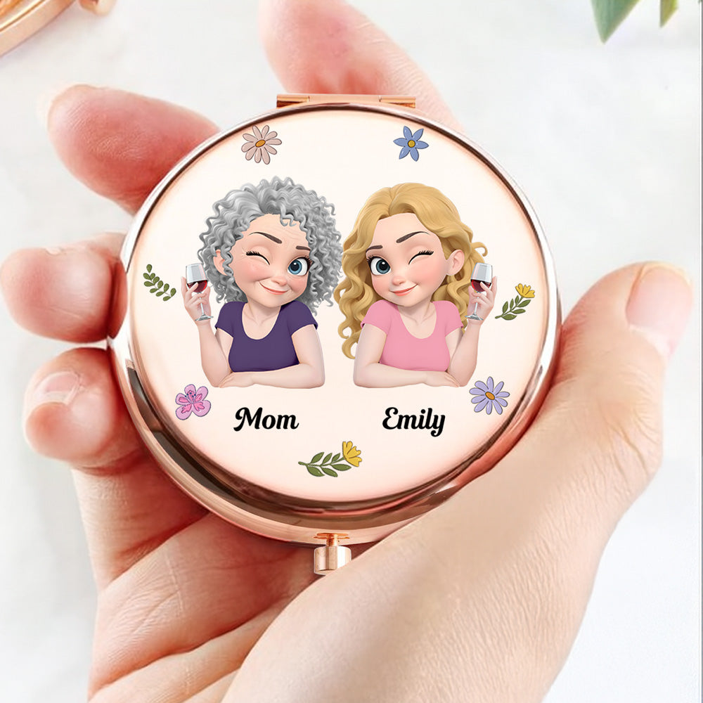 Linked Together Cartoon - Personalized Compact Mirror
