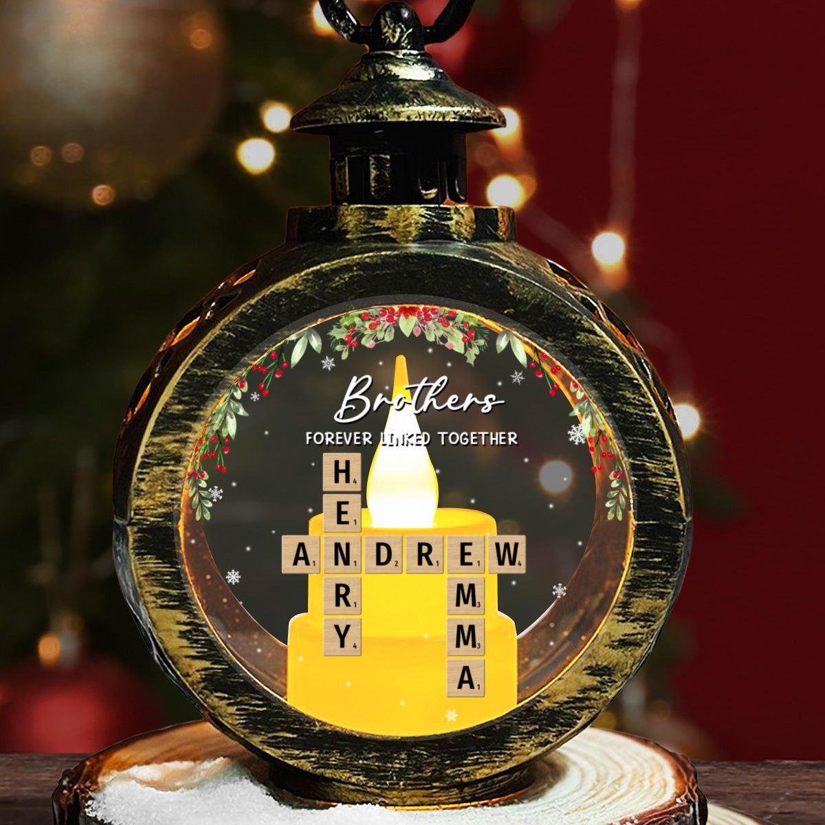 Custom Name Family Christmas Gifts, Holiday Decor • Family Roots Hold Us Close - Personalized Christmas Lantern