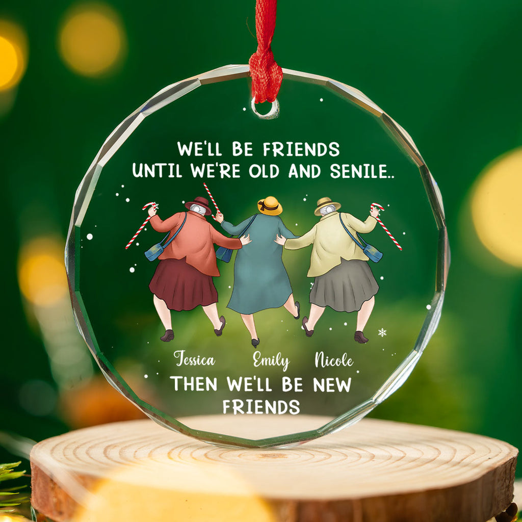 Custom Friendship Christmas Ornament, Best Friend Gift •  Friendship Never Gets Too Old - Personalized Glass Ornament