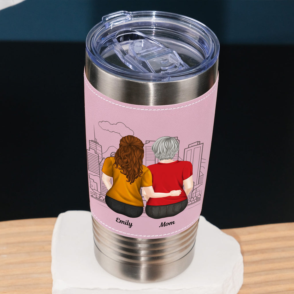 Custom Christmas Birthday Gifts For Daughter • From Mom To Badass Daughter - Personalized Pink Leather Tumbler