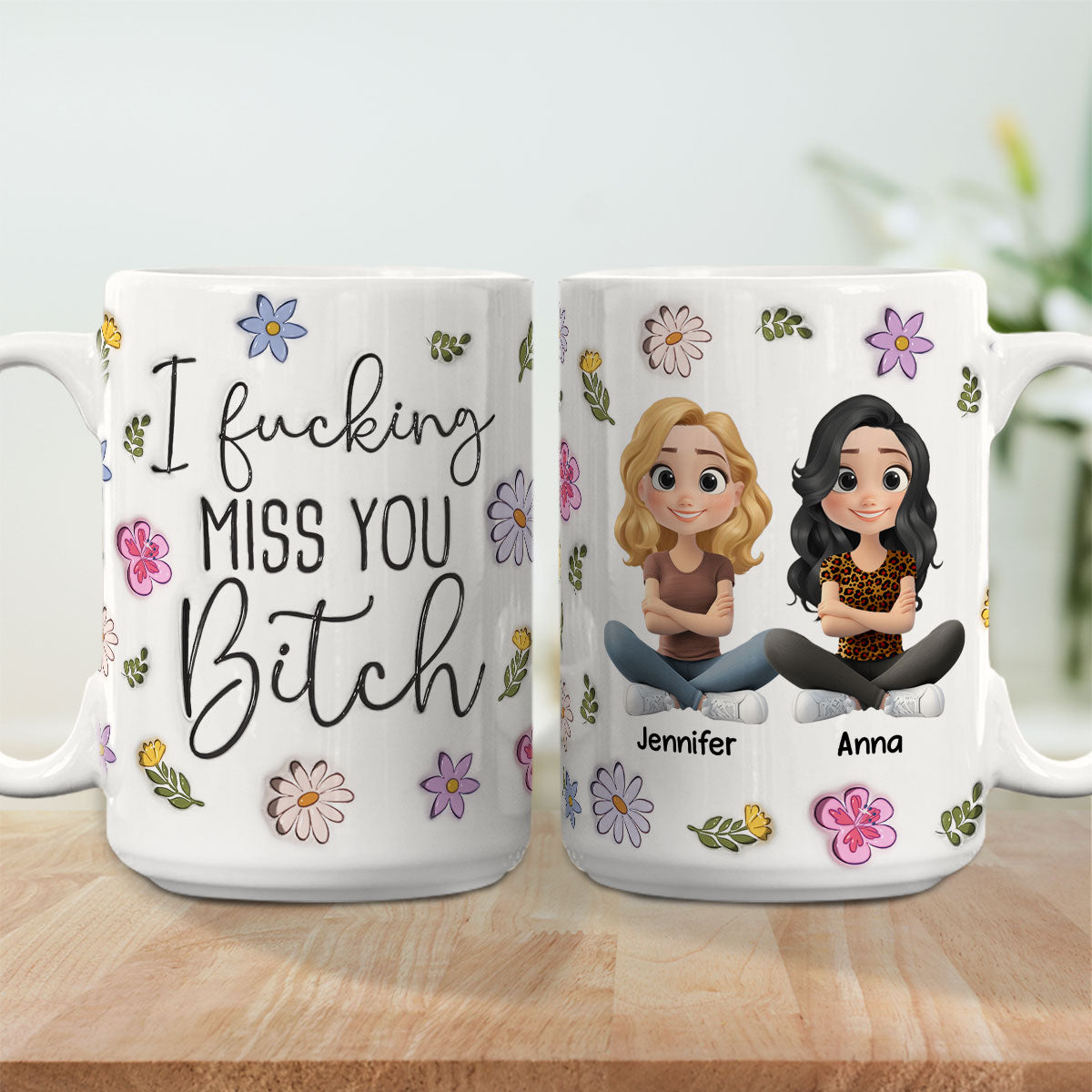 Custom Best Friend, Christmas & Birthday Friendship Keepsake Gift • Miss You My Besties - Personalized 3D Inflated Effect Mug