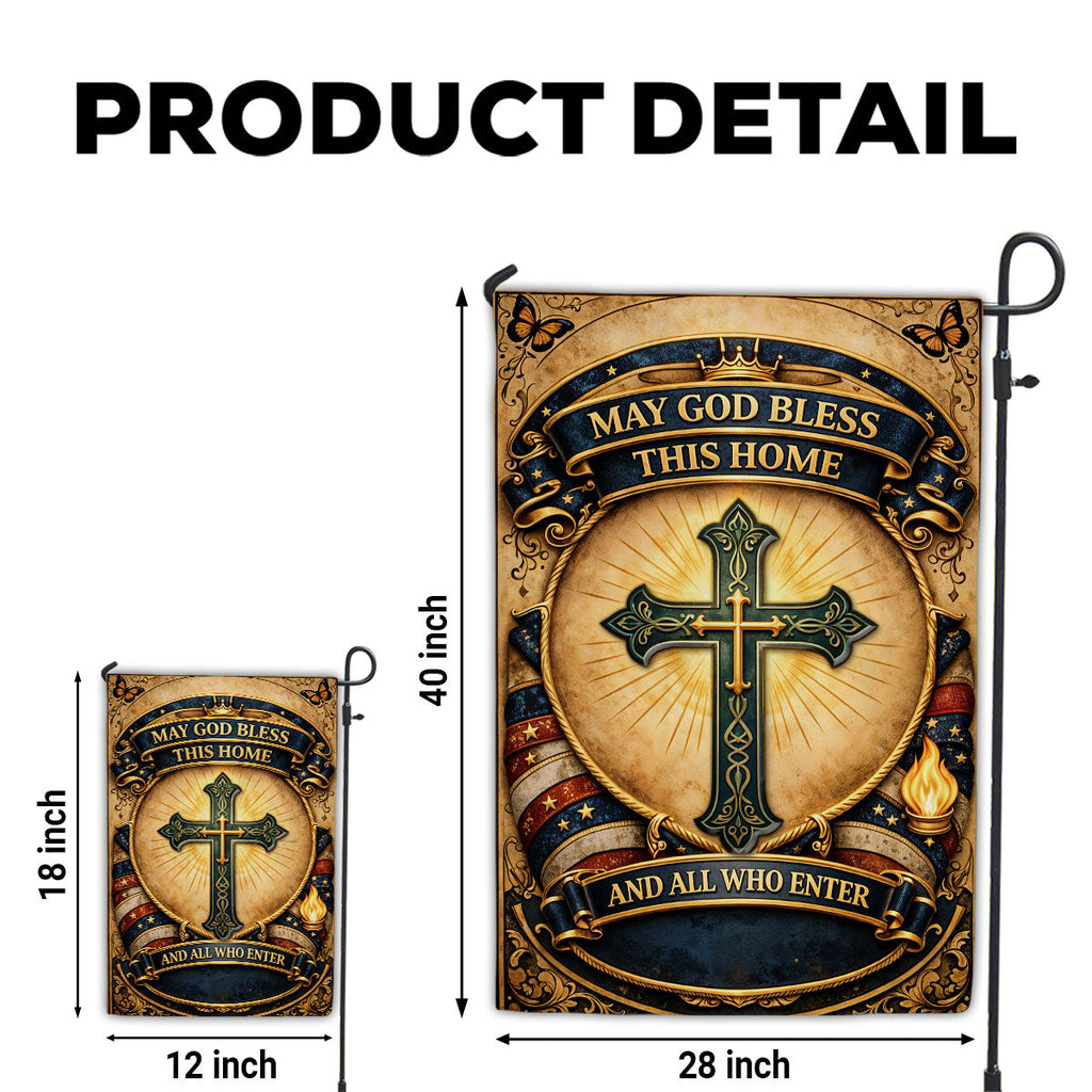 God Bless This Home - Personalized 3D Effect Flag