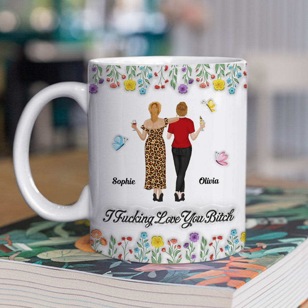 Custom Best Friend, Christmas & Birthday Friendship Keepsake Gift • I Love You My Friends - Personalized 3D Inflated Effect Mug