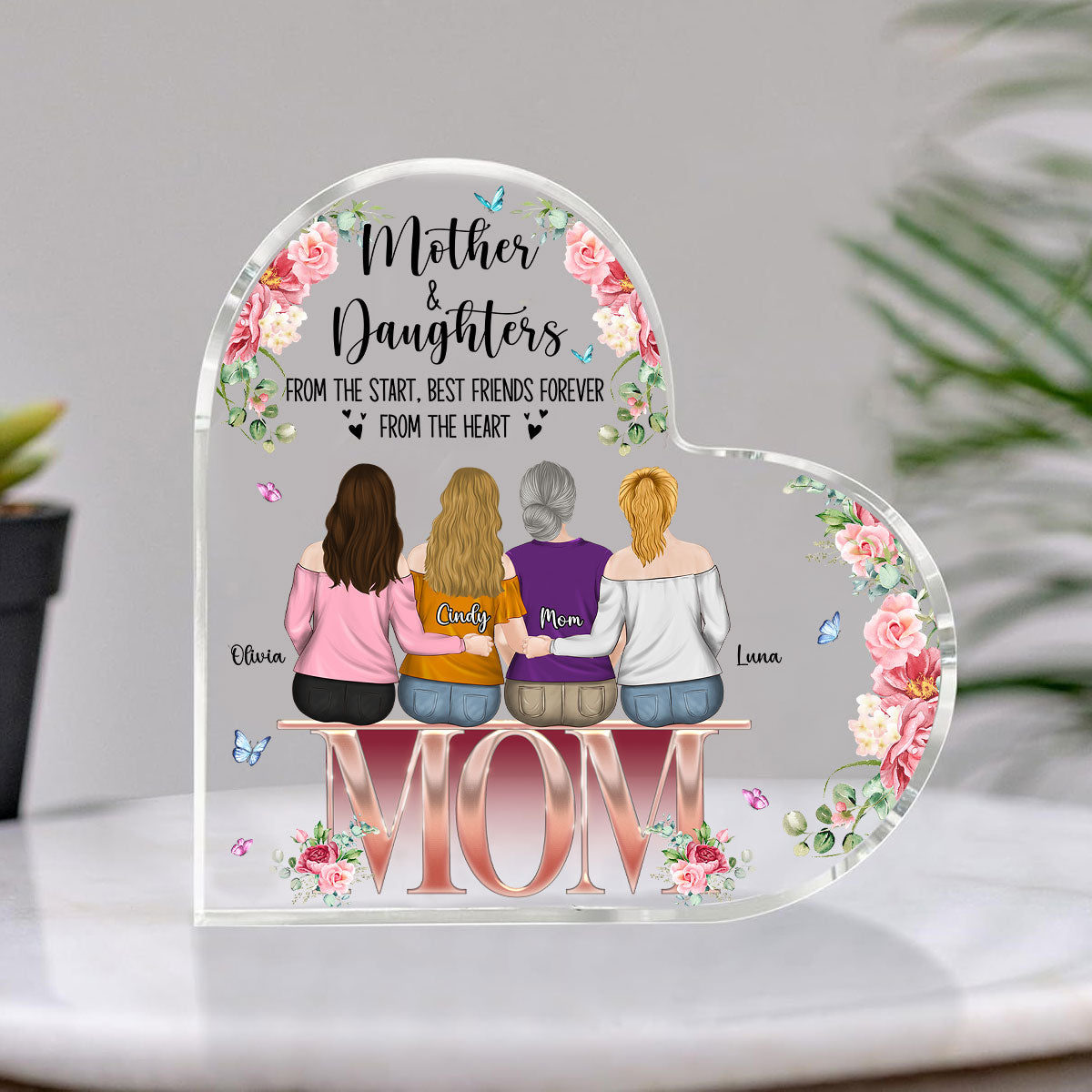 Custom Mother's Day Decor, Gift for Mom & Grandma • Mother And Daughters - Personalized Acrylic Plaque