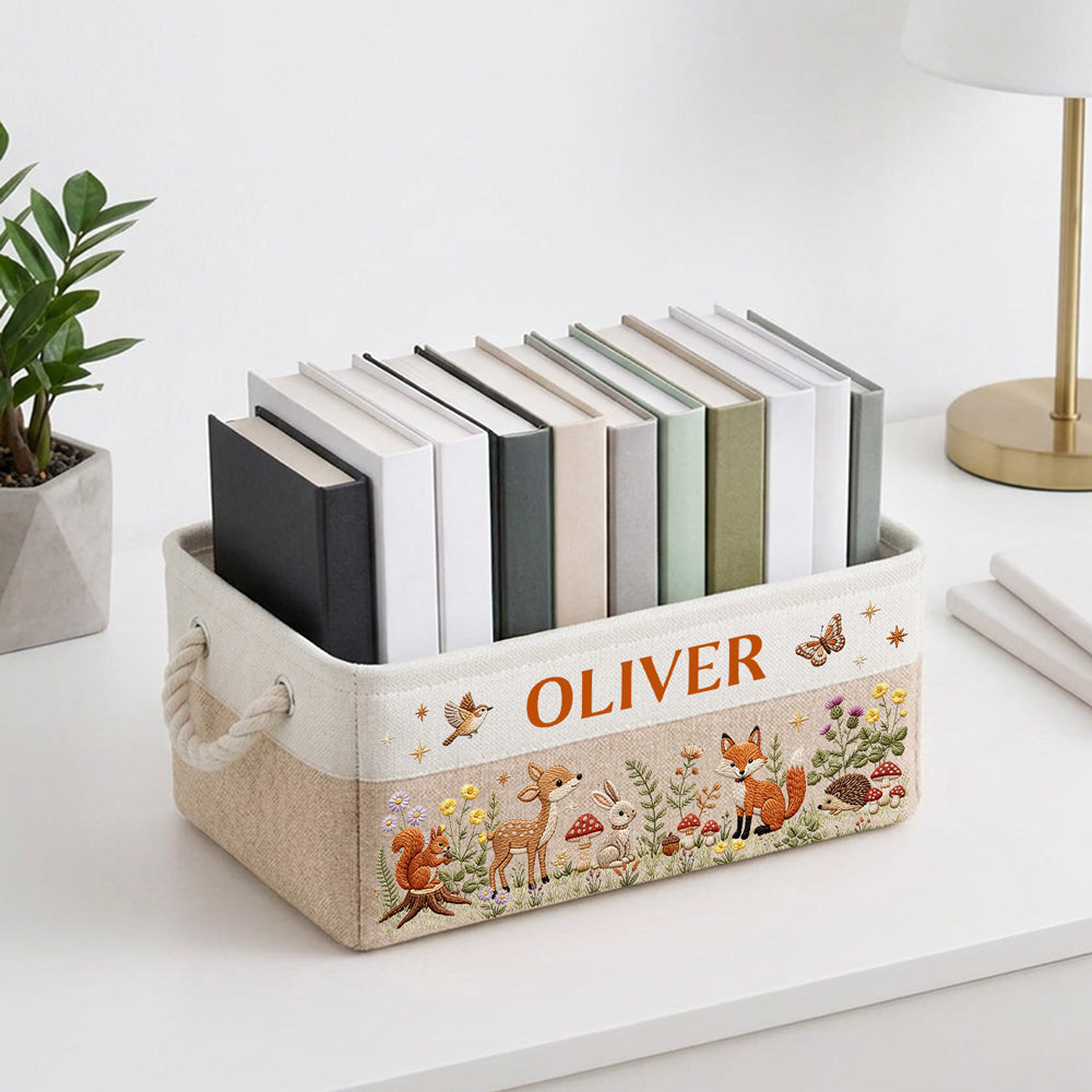 Floral Forest Animals 1 - Personalized Storage Basket